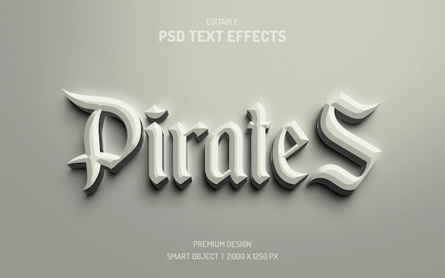 Pirates retro vintage style 3d text effect