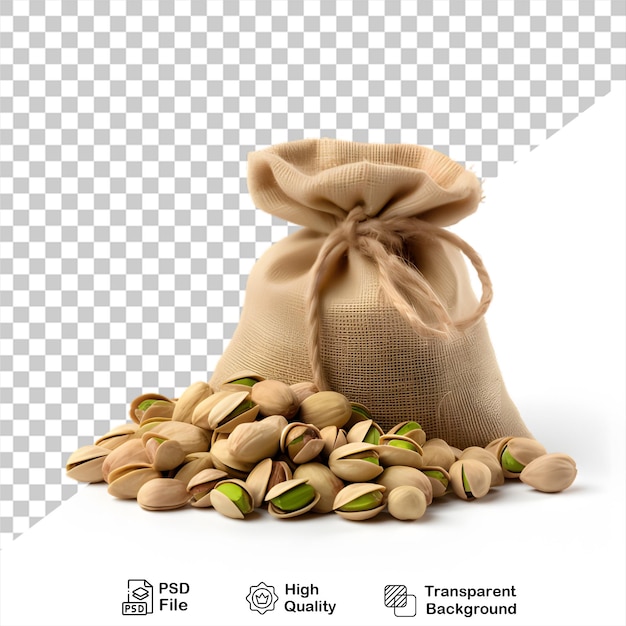 pistachios in sack isolated on transparent background include png file