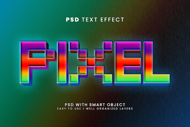 Pixel 3d editable text effect with rainbow and colorful text style