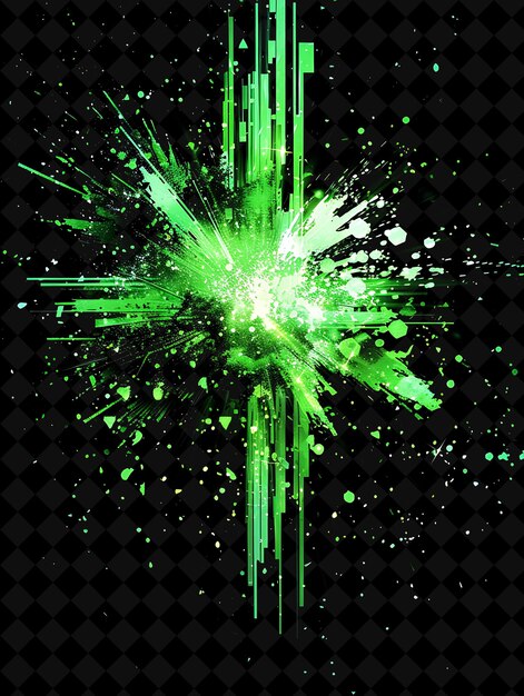 PSD pixel explosion with digital pixels glitch effects and video png neon effect on dark background