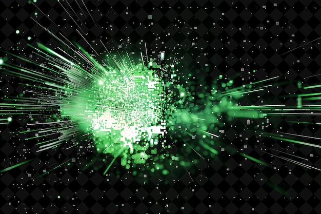 Pixel Explosion With Digital Pixels Glitch Effects and Video PNG Neon Effect on Dark Background