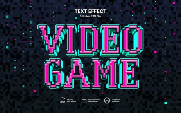 PSD pixel videogame text effect