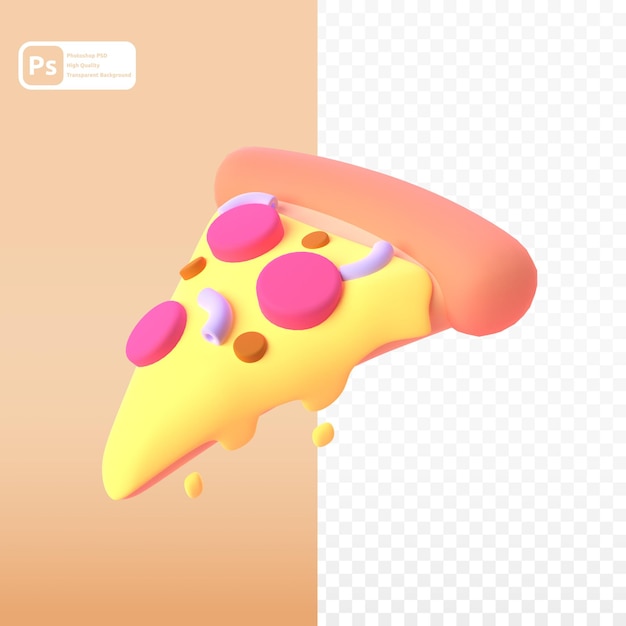 Pizza in 3d render for graphic asset web presentation or other