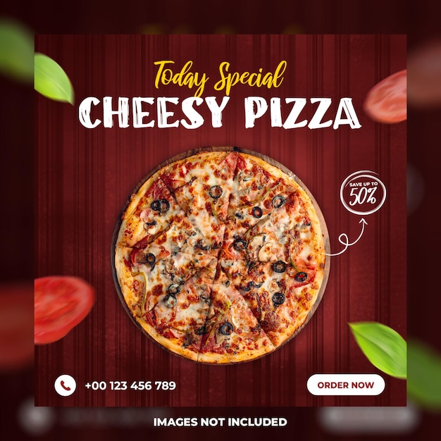 A pizza advertisement for today's pizzas.