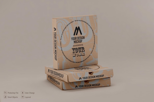 Pizza boxes mockup isolated design