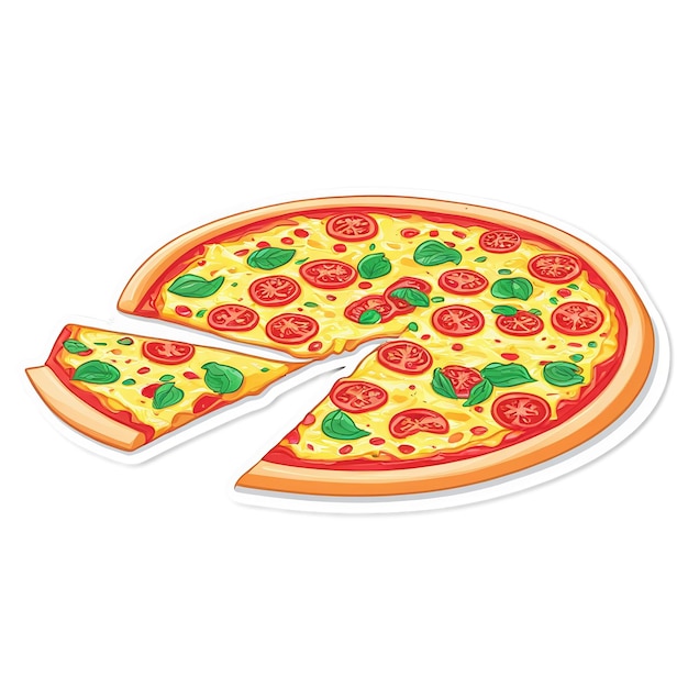 Pizza cute sticker isolated on transparent background