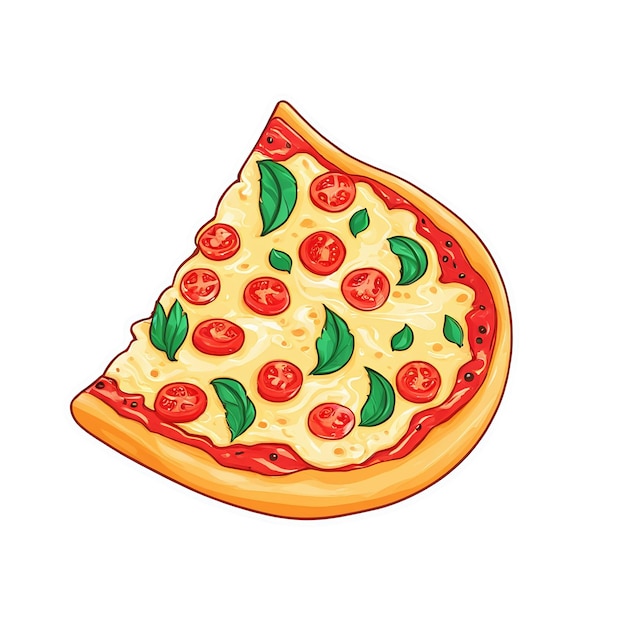 Pizza cute sticker isolated on transparent background