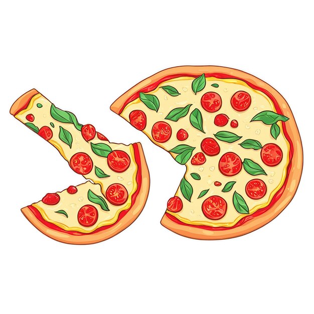 PSD pizza cute sticker isolated on transparent background