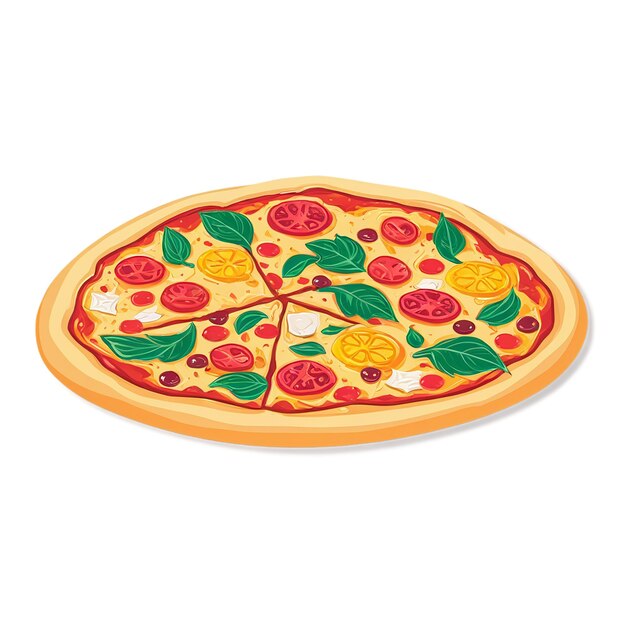 Pizza cute sticker isolated on transparent background