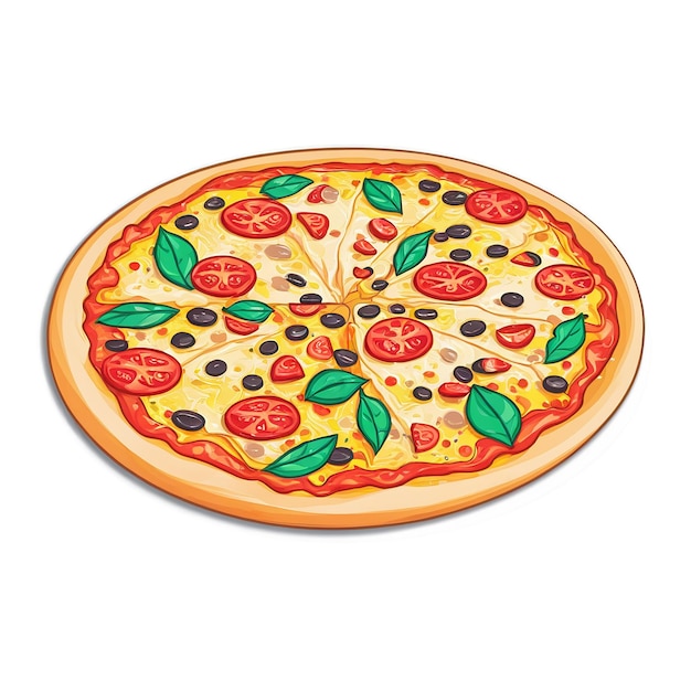 Pizza cute sticker isolated on transparent background