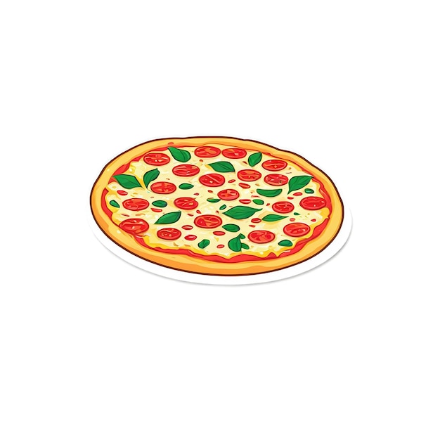 Pizza cute sticker isolated on transparent background