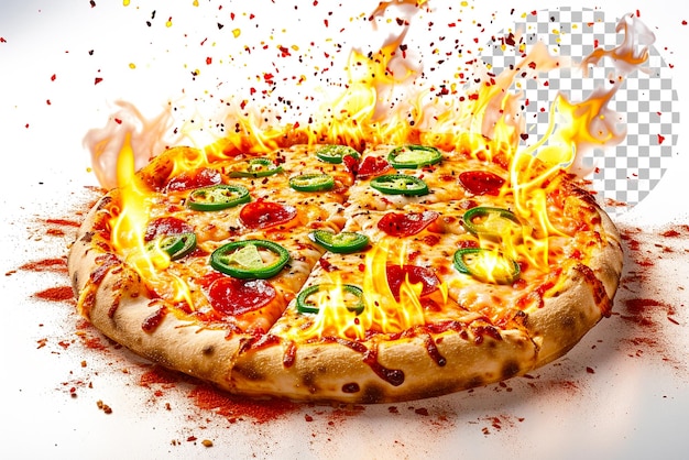 Pizza Firestorm A Pizza Topped with a Fiery Dance of Jalapenos on Transparent Background