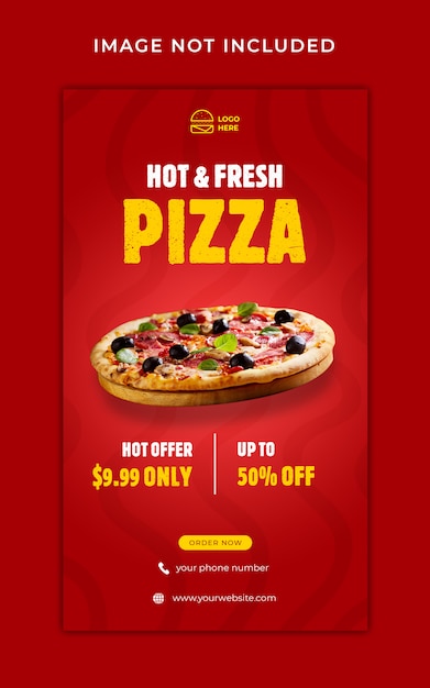 Pizza food menu promotion instagram stories banner template