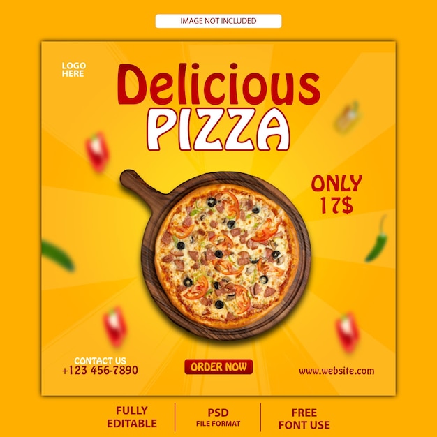 Pizza and food menu social media post banner