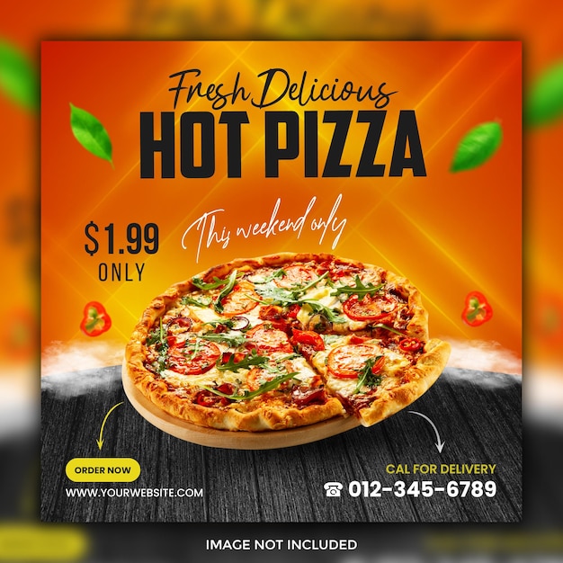 Pizza food social media banner and instagram post template