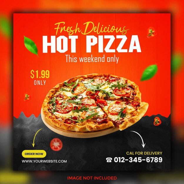 Pizza food social media banner and instagram post template