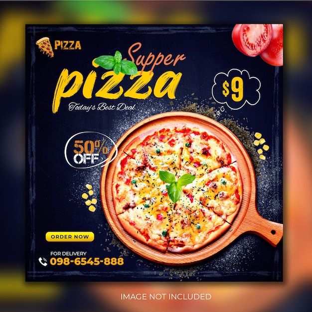 Pizza food social media banner post template premium Psd