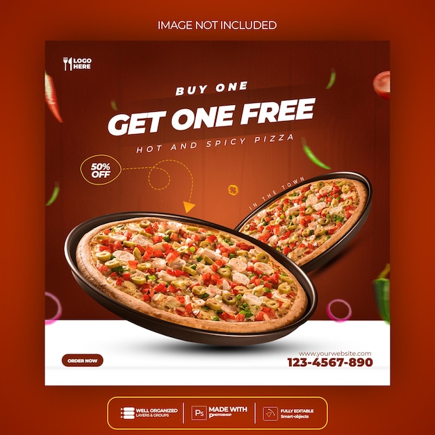 Pizza food social media banner post template