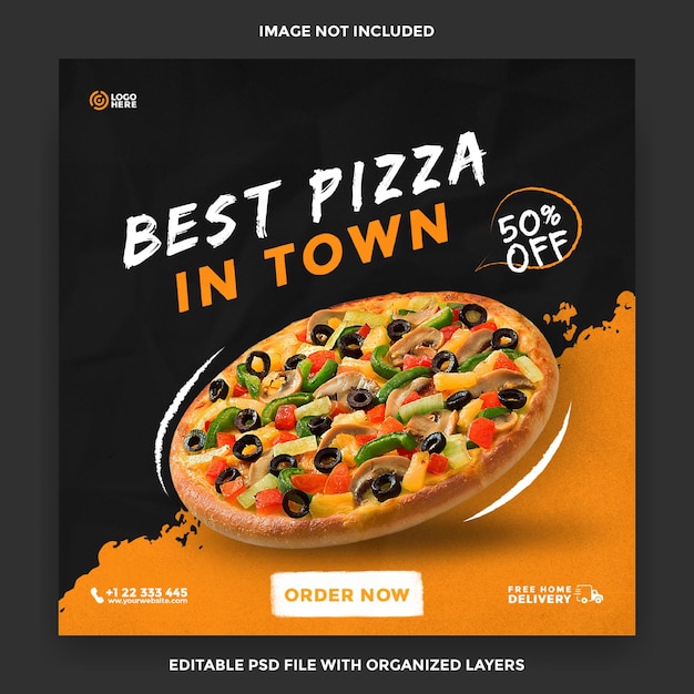 Pizza food template social media post