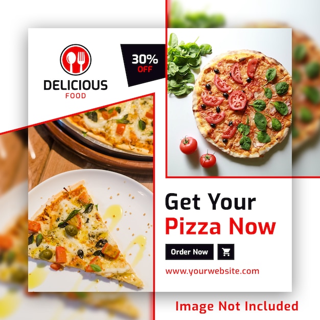 pizza instagram square post banner psd template for restaurant