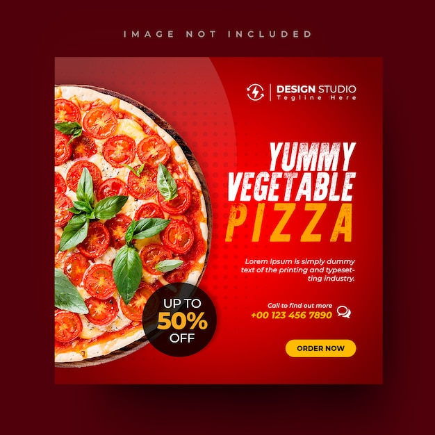 Pizza menu promotion social media and instagram post design template