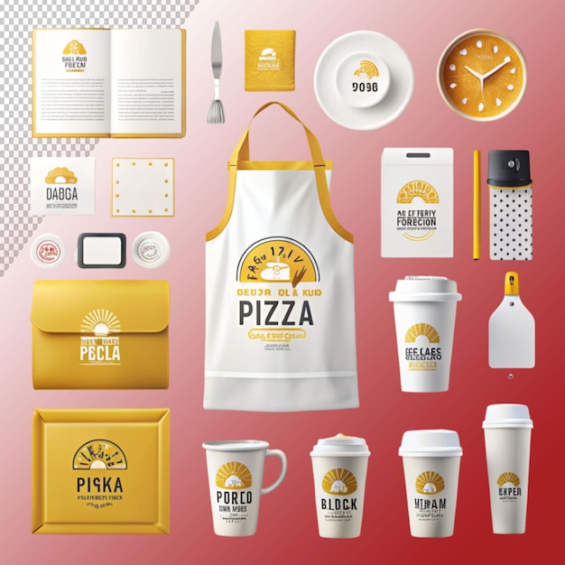 PSD pizza restaurant corporate brand isolated on transparent background