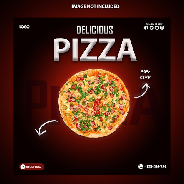 PSD pizza social media banner and instagram post template