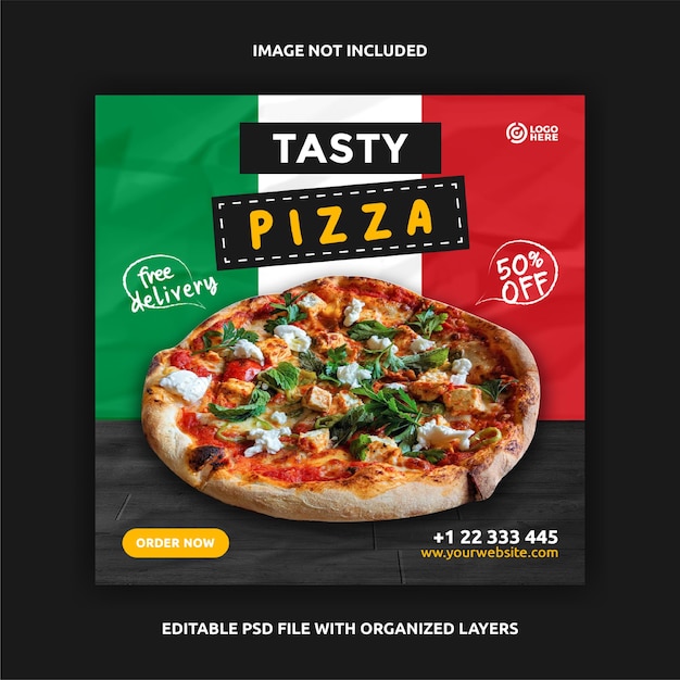 Pizza social media banner post design template