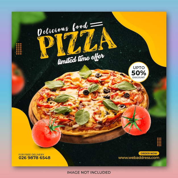 Pizza social media post template for restaurant