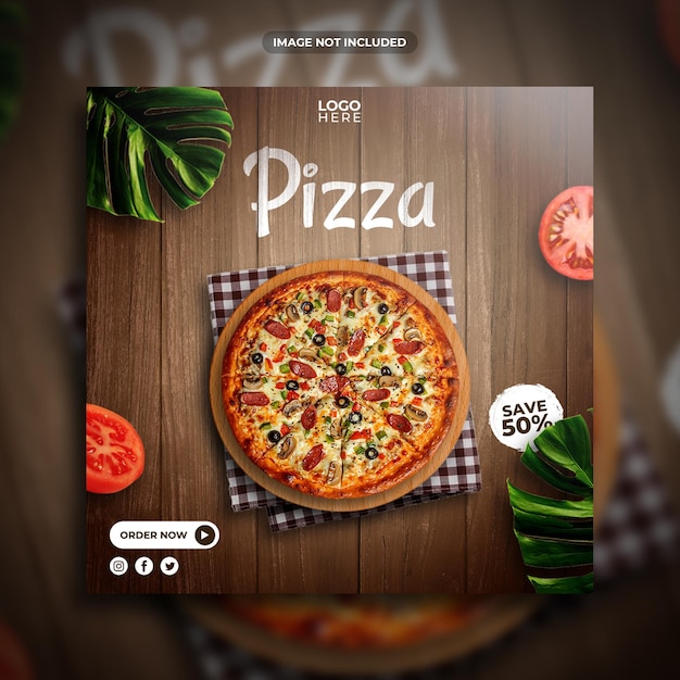 Pizza social media post template