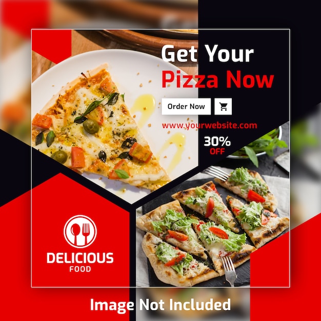 pizza square post banner template for restaurant