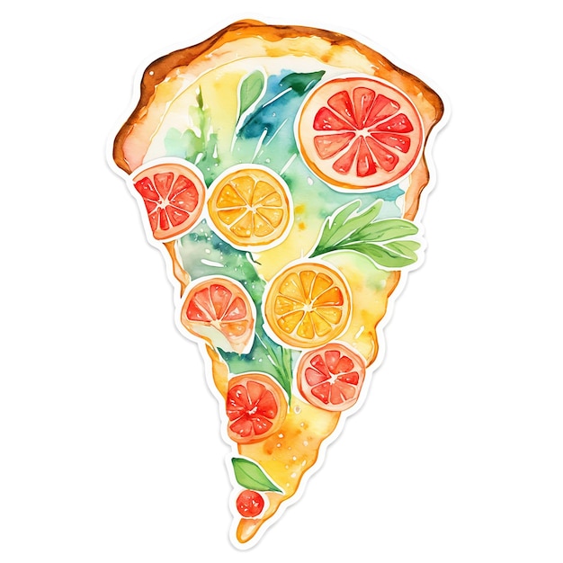 PSD pizza watercolor sticker isolated on transparent background