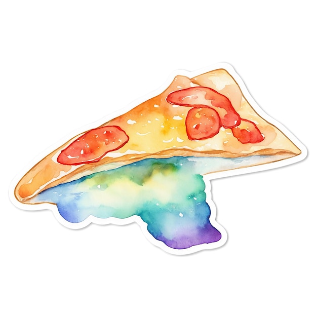 PSD pizza watercolor sticker isolated on transparent background