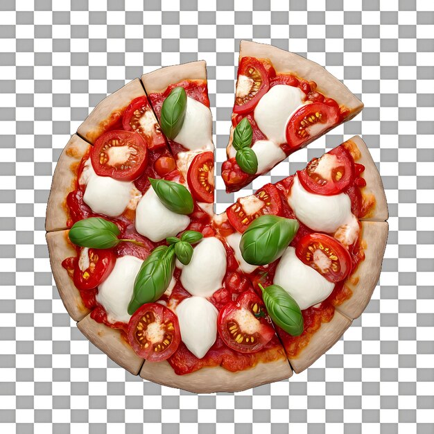 PSD pizza with mozzarella cheese spicy tomato sauce isolated on transparent background