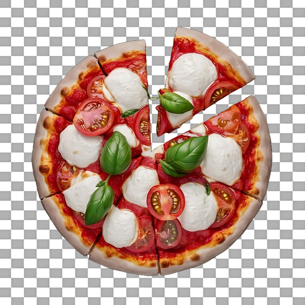 PSD pizza with mozzarella cheese spicy tomato sauce isolated on transparent background