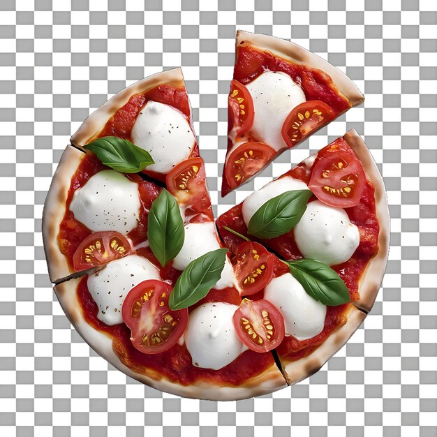 PSD pizza with mozzarella cheese spicy tomato sauce isolated on transparent background