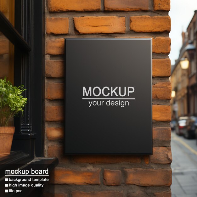 PSD plain black board frame mockup template presentation