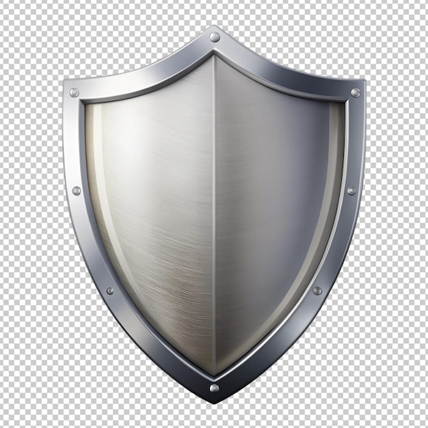 plain silver shield on transparent background