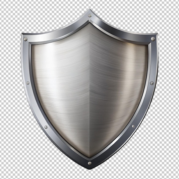 plain silver shield on transparent background