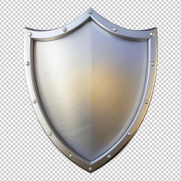 plain silver shield on transparent background