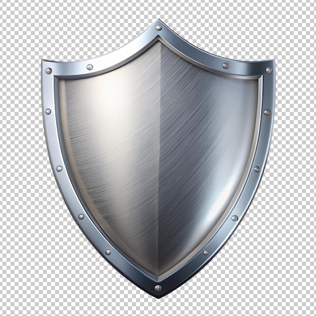 plain silver shield on transparent background