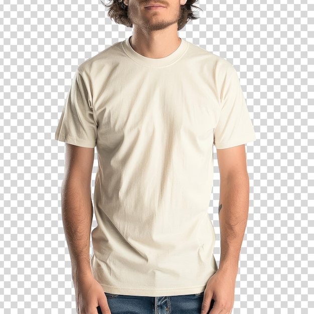 Plain white tshirt front and back view for mockup in PNG transparent background