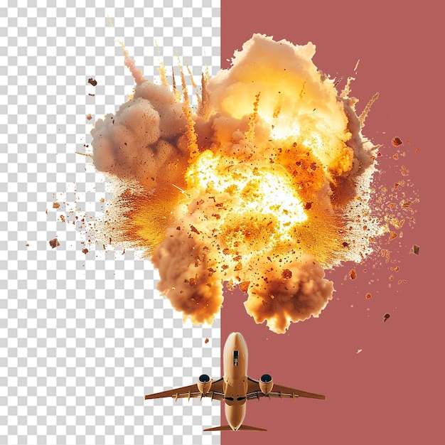 PSD plane explosion isolated on transparent background