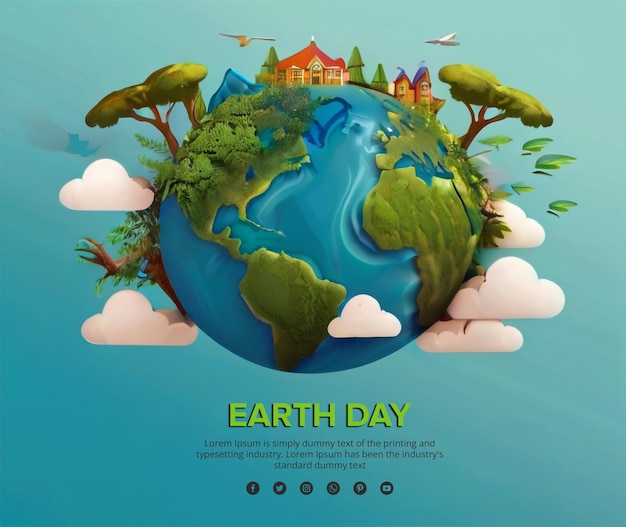 Planet appreciation earth day psd template