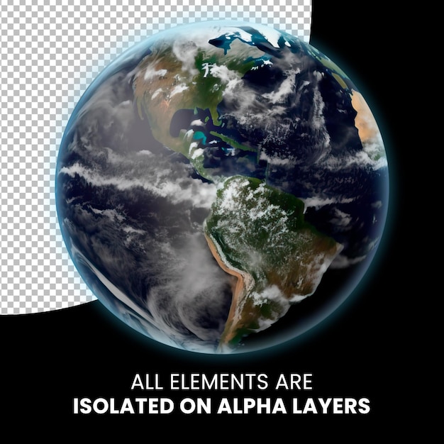 Planet Earth isolated on alpha layer, png