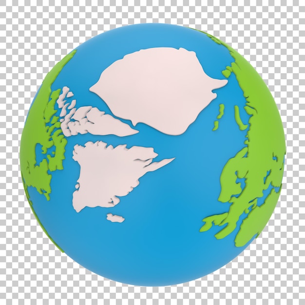 PSD planet earth on transparent background 3d rendering illustration