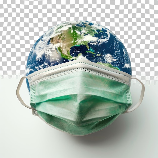 PSD a planet earth with a green cloth wrapped around it and a green cloth on it