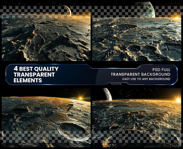 PSD planet surface 16k hdr realistic on transparent background