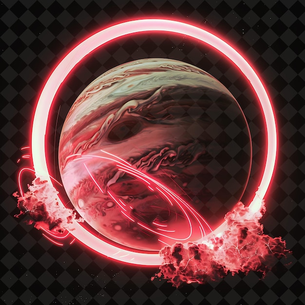 PSD a planet with a red circle and the word alien in the center