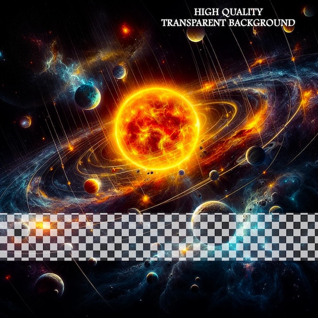 Planetary Dance Orchestrated by the Sun on transparent background